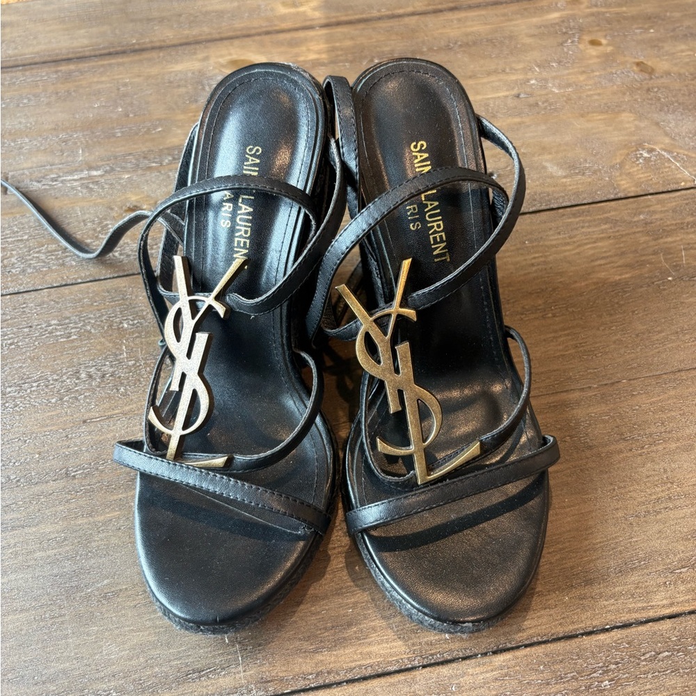 Saint Laurent Black Strappy Sandals